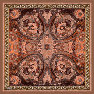 Aurora Desenli Janjan Eşarp - Altın Bahçe - Tarçın