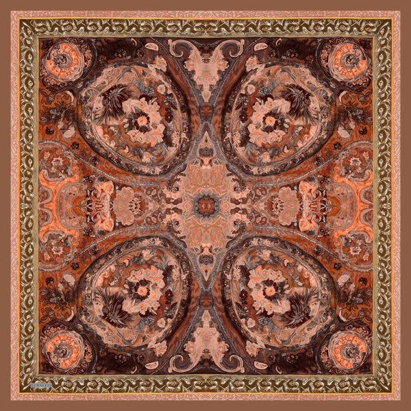 Aurora Desenli Janjan Eşarp - Altın Bahçe - Tarçın