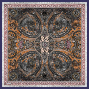 Aurora Desenli Janjan Eşarp - Altın Bahçe - Lacivert