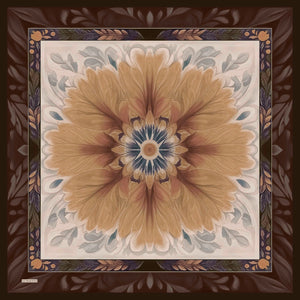 Aurora Desenli Janjan Eşarp - Güneş Çiçeği - Kahverengi