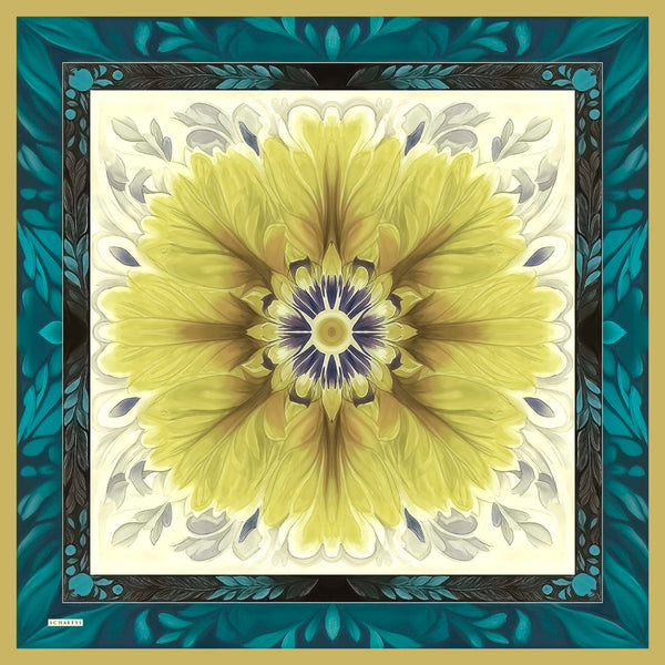 Aurora Desenli Janjan Eşarp - Güneş Çiçeği - Sarı