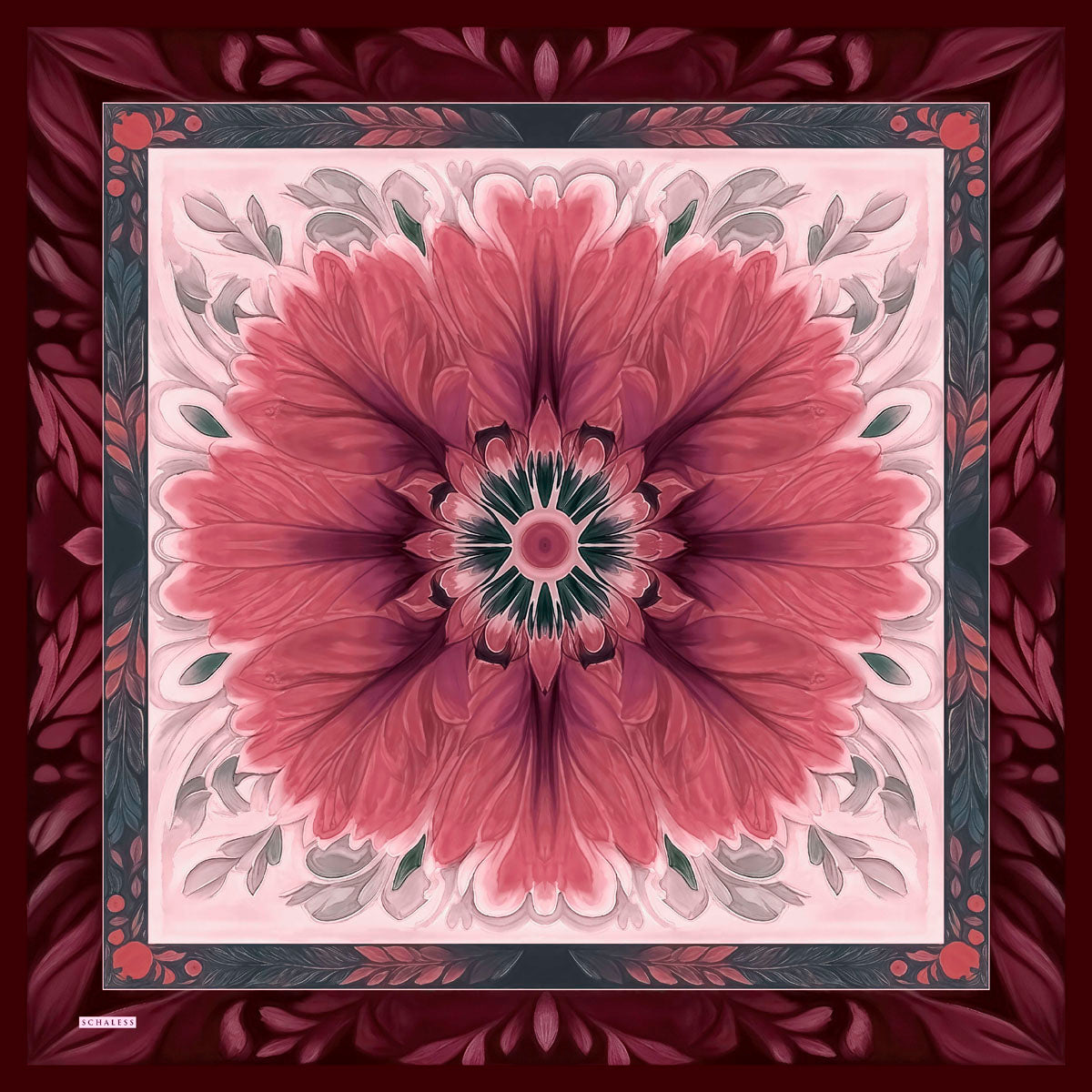 Aurora Desenli Janjan Eşarp - Güneş Çiçeği - Bordo