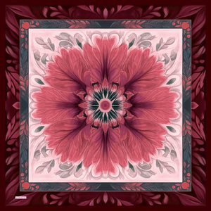 Aurora Desenli Janjan Eşarp - Güneş Çiçeği - Bordo