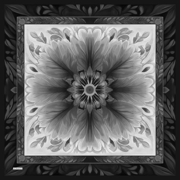 Aurora Desenli Janjan Eşarp - Güneş Çiçeği - Gri