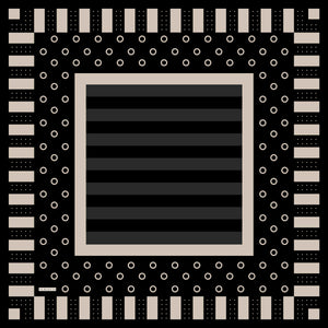 Aurora Desenli Janjan Eşarp - Ritmik Geometri - Siyah