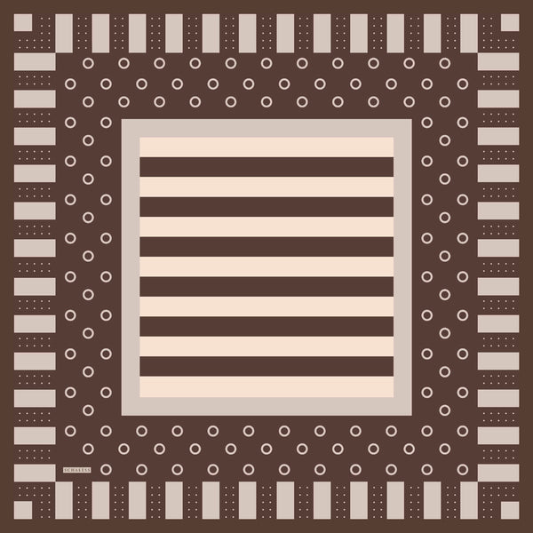 Aurora Desenli Janjan Eşarp - Ritmik Geometri - Kahverengi