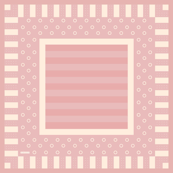 Aurora Desenli Janjan Eşarp - Ritmik Geometri - Pudra