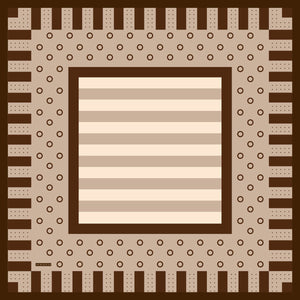 Aurora Desenli Janjan Eşarp - Ritmik Geometri - Bej