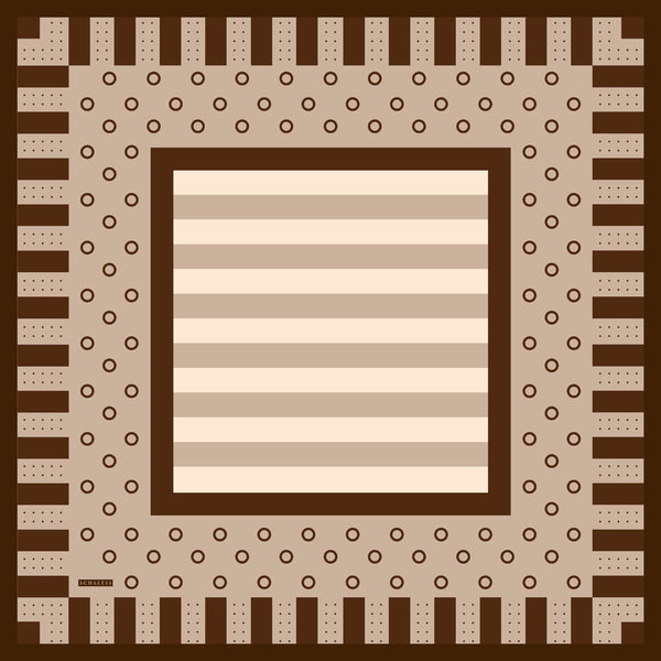 Aurora Desenli Janjan Eşarp - Ritmik Geometri - Bej