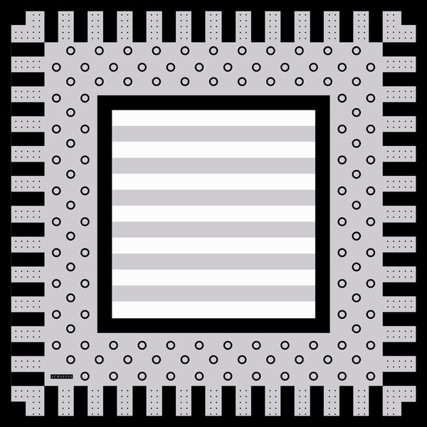 Aurora Desenli Janjan Eşarp - Ritmik Geometri - Gri