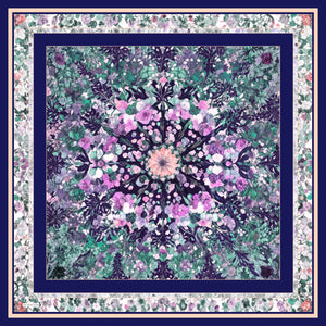 Aurora Desenli Janjan Eşarp - Çiçek Kozmosu - Mor