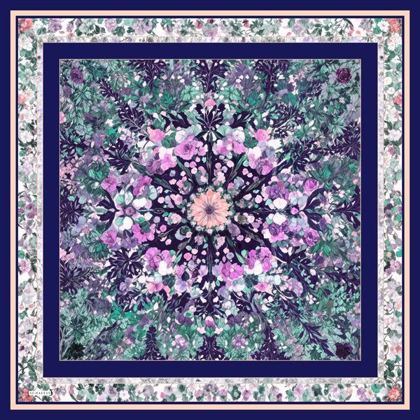 Aurora Desenli Janjan Eşarp - Çiçek Kozmosu - Mor