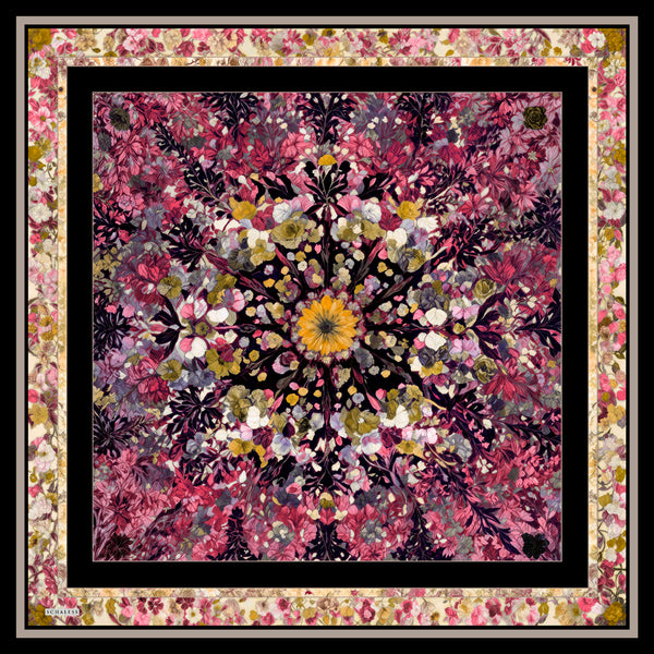 Aurora Desenli Janjan Eşarp - Çiçek Kozmosu - Pembe