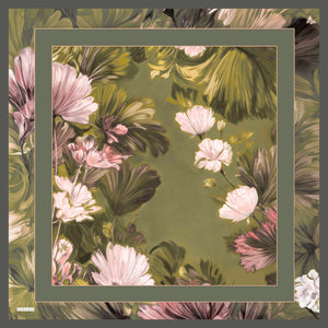 Aurora Desenli Janjan Eşarp - Gizli Bahçe - Yeşil