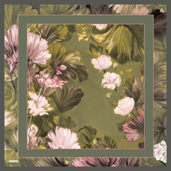 Aurora Desenli Janjan Eşarp - Gizli Bahçe - Yeşil