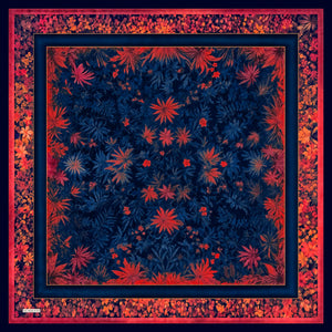 Aurora Desenli Janjan Eşarp - Gecenin Bahçesi - Nar Çiçeği