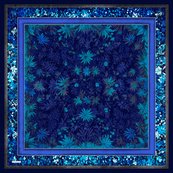 Aurora Desenli Janjan Eşarp - Gecenin Bahçesi - Mavi