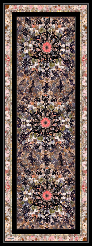 Aurora Desenli Janjan Şal - Çiçek Kozmosu - Siyah