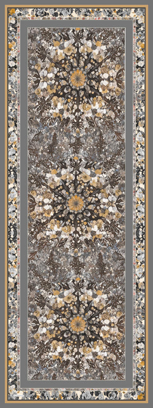 Aurora Desenli Janjan Şal - Çiçek Kozmosu - Gri