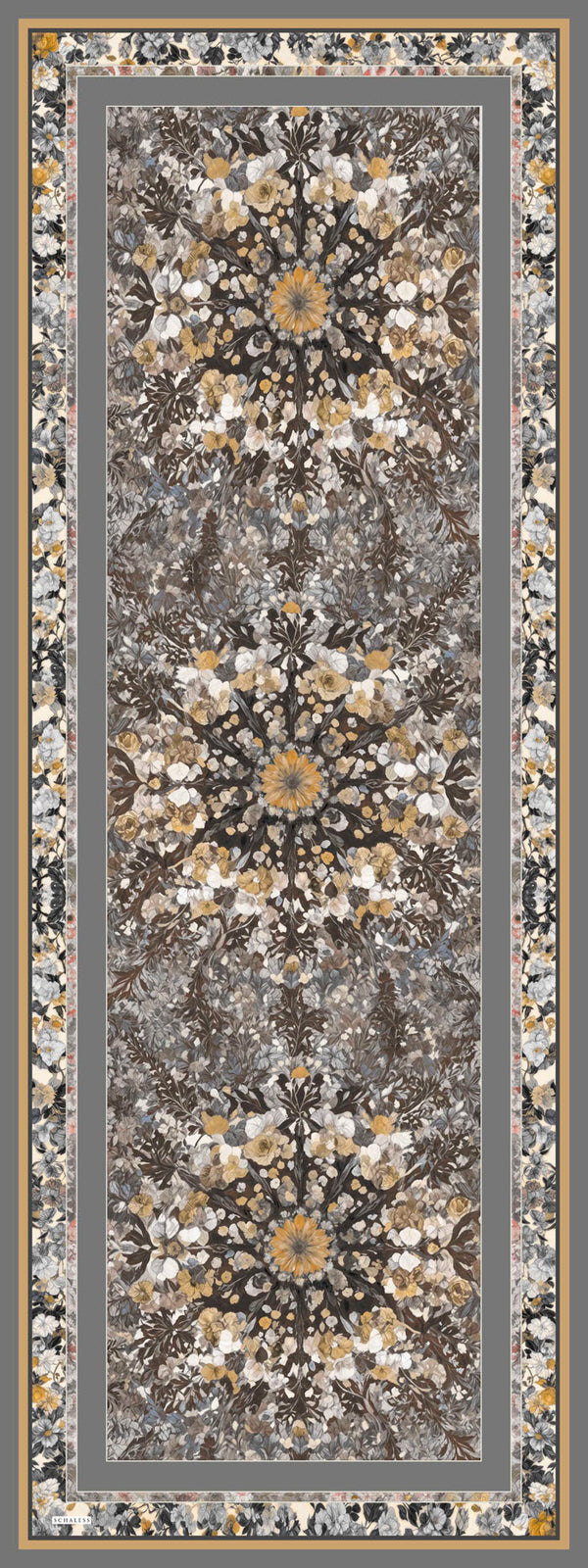 Aurora Desenli Janjan Şal - Çiçek Kozmosu - Gri