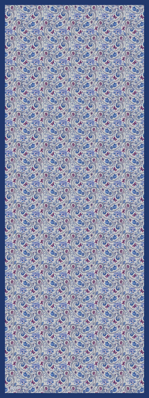 Aurora Desenli Janjan Şal - Etnik Bahar - Mavi