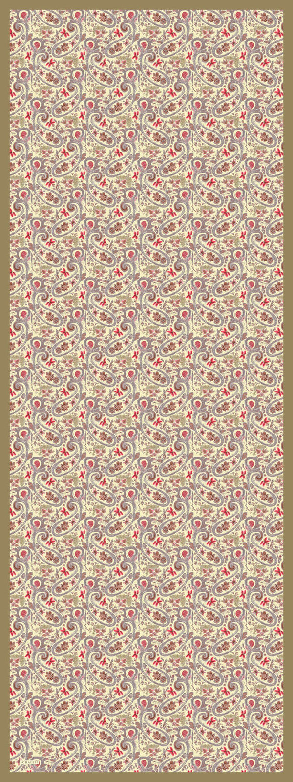 Aurora Desenli Janjan Şal - Etnik Bahar - Yağ Yeşili