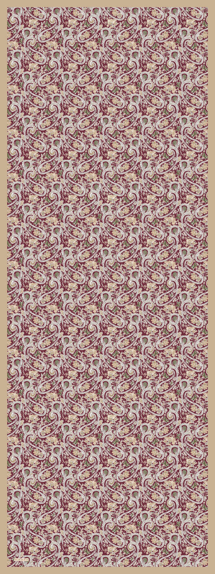 Aurora Desenli Janjan Şal - Etnik Bahar - Bordo