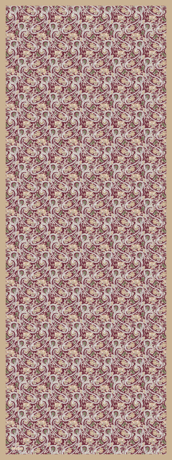 Aurora Desenli Janjan Şal - Etnik Bahar - Bordo