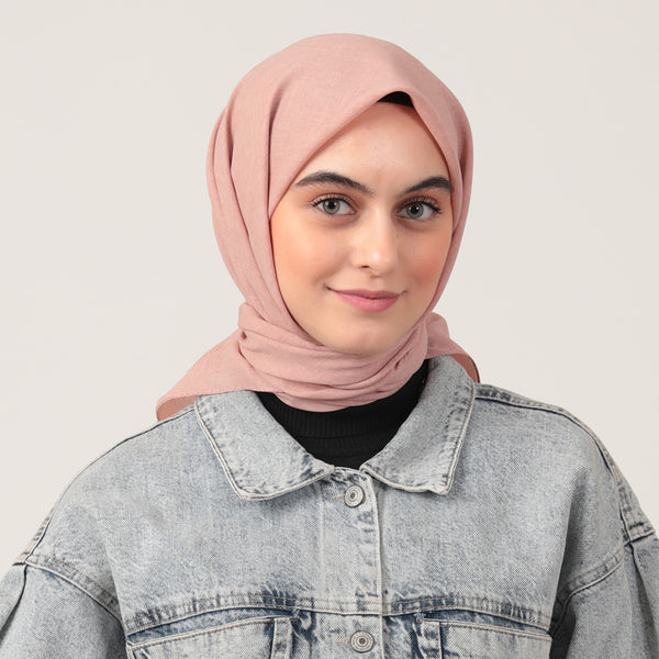 Yazlık Denim Eşarp - Pudra