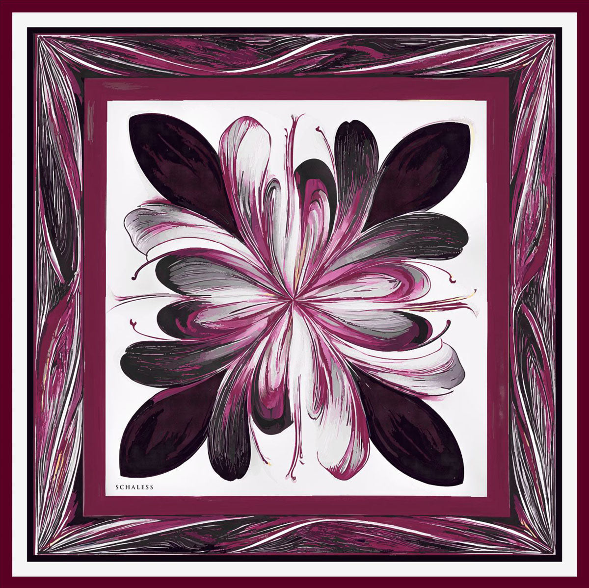 %100 İpek Twill Eşarp - Altın Zambak - Bordo
