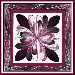%100 İpek Twill Eşarp - Altın Zambak - Bordo