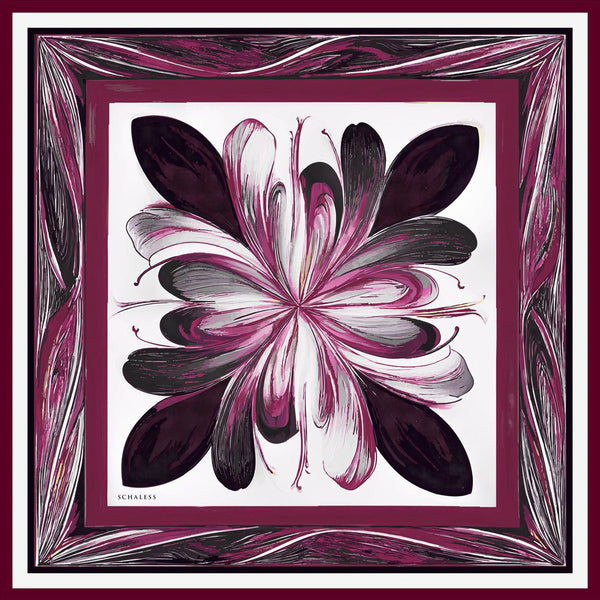 %100 İpek Twill Eşarp - Altın Zambak - Bordo