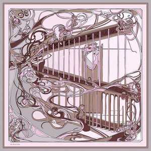 %100 İpek Twill Eşarp - Sessiz Yükselim - Pudra