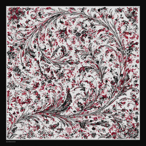 %100 İpek Twill Eşarp - Yankılar Bahçesi - Siyah