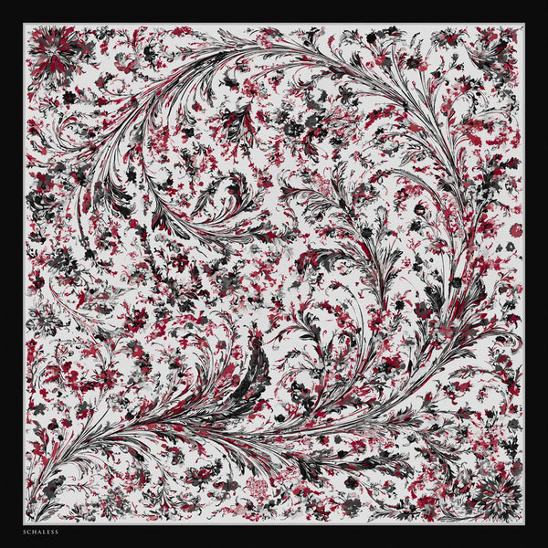 %100 İpek Twill Eşarp - Yankılar Bahçesi - Siyah