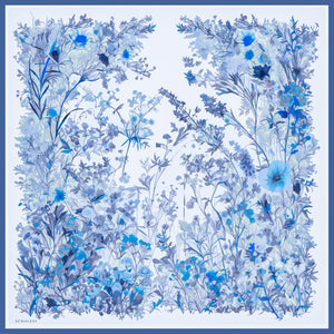 %100 İpek Twill Eşarp - Pastoral - İndigo