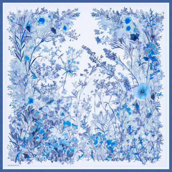 %100 İpek Twill Eşarp - Pastoral - İndigo
