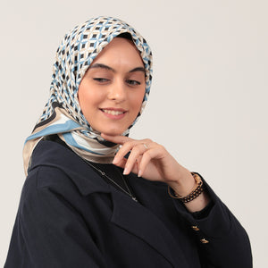Twill Eşarp - Hipnoz Desen - Vizon