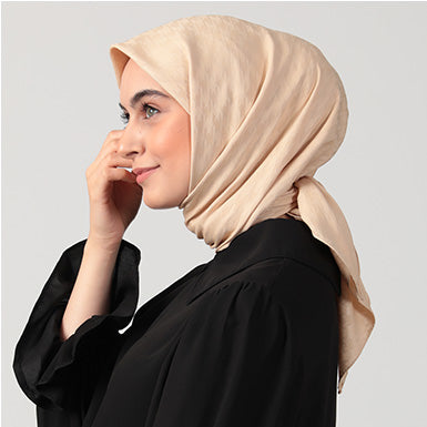 Pamuk Jakar - Kazayağı Desen Eşarp - Sarı Bej