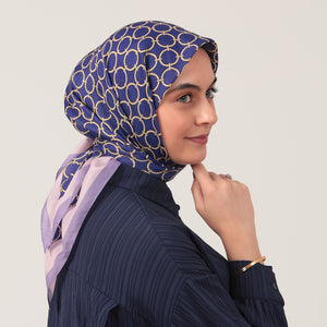 Pamuk İpek Eşarp - Halka Desen - Mor