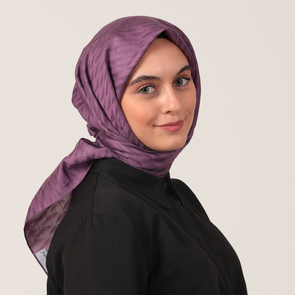 Yün İpek Eşarp - Dağ Desen - Lavanta