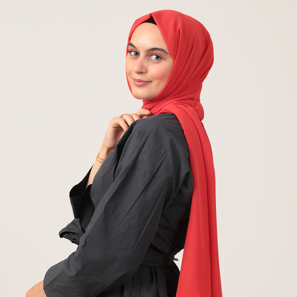 Şifon Şal - Açık Kırmızı