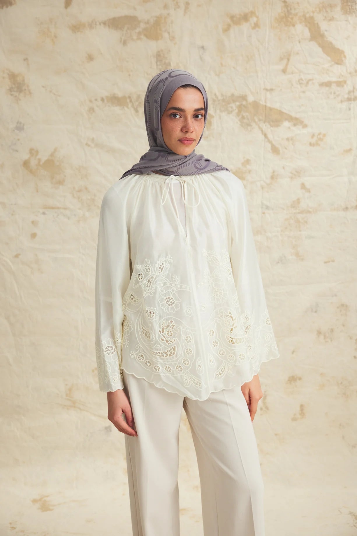 Native Chain Desen Naia Şal - Gri