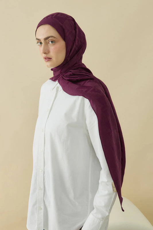Native - Calvera Desen Naia Şal - Koyu Vişne