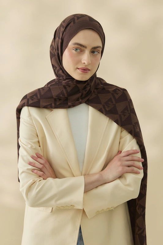 Native - Calvera Desen Naia Şal - Acı Kahve