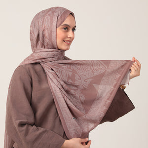 Pamuk İpek Şal - Mistik Desen - Sütlü Kahve