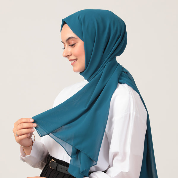 Şifon Şal - Petrol Mavisi