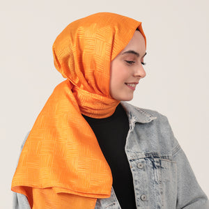 Pamuk Jakar Çizgi Desen Şal - Orange