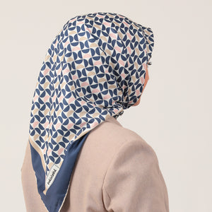 Twill Eşarp - Puzzle Desen - Lacivert