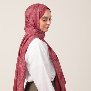Pamuk İpek Şal - Mistik Desen - Bordo
